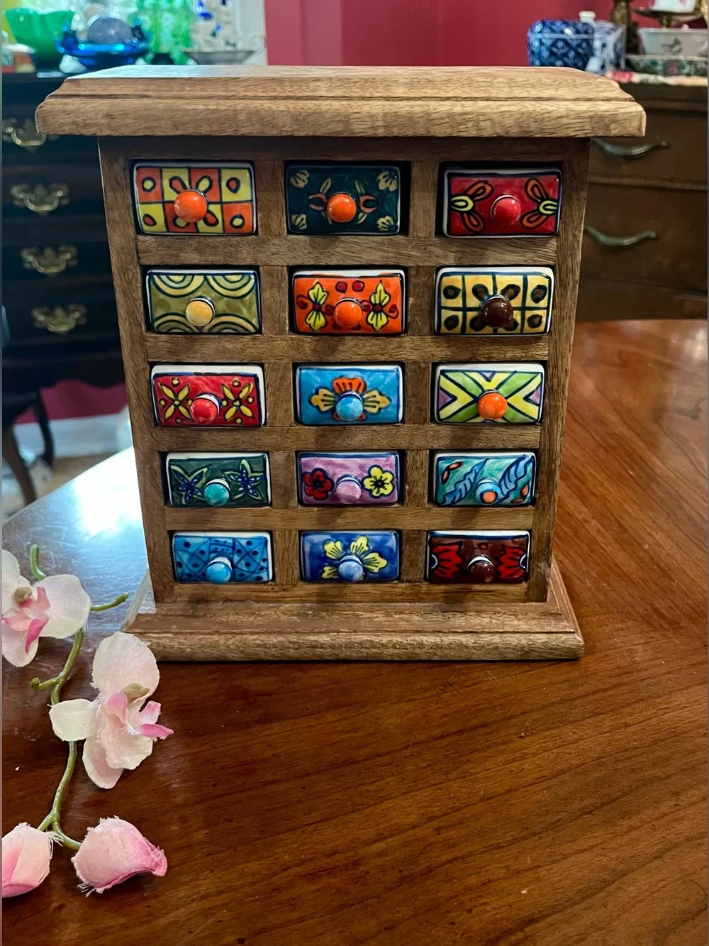 Brand New World Market 15-Drawer Ceramic & Wood Apothecary Chest Storage Box